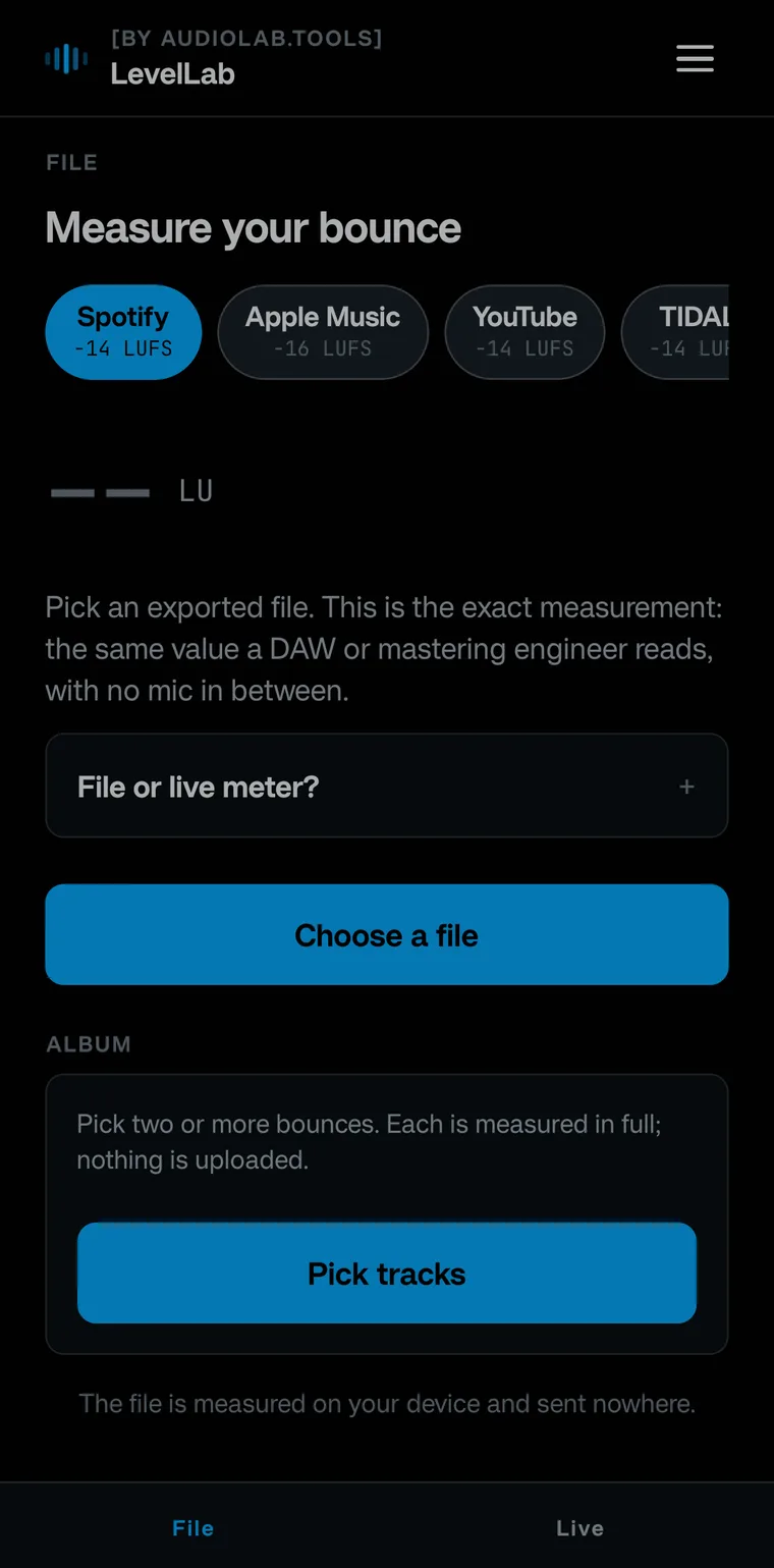 LevelLab on a phone